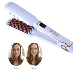 Volumizing hair straightener / curler / brush comb - corn shaped ceramic plates - LCD displayHair straighteners