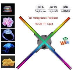 3D hologram projektor - display - blæserblade - 576 LED - WiFi / PC kontrol - 56 cm
