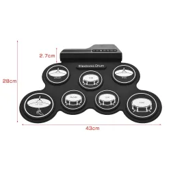 Cyfrowy elektroniczny zestaw perkusyjny - 7-Pad - Zwijany silikonowy pad perkusyjny USB - z pałeczkami / pedałamiInstrumenty ...