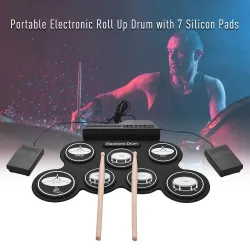 Cyfrowy elektroniczny zestaw perkusyjny - 7-Pad - Zwijany silikonowy pad perkusyjny USB - z pałeczkami / pedałamiInstrumenty ...