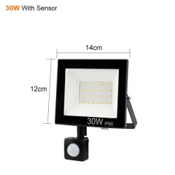 Naświetlacz LED - zewnętrzny reflektor - czujnik ruchu PIR - wodoodporny - 10W - 20W - 30W - 50W - 100WReflektory
