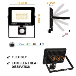 LED-Scheinwerfer - Außenreflektor - mit Bewegungssensor - 20W - 30W - 50W - 100W