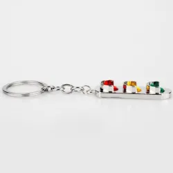 Crystal traffic lights - metal keychain