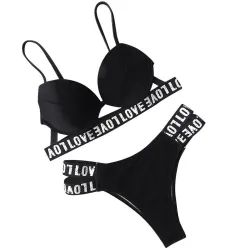 Seksowny komplet bikini w panterkę - litery LOVEStroje Kąpielowe