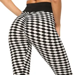Rekbare lange legging - slankmakend - met roosterprint - fitness - yogaFitness