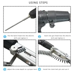 Automatic nail gun - with screw chain - adapter for electric drill - attachmentPower Tools