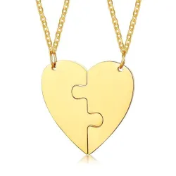 Heart couple necklace - friendship - puzzle pieces - 2pcs