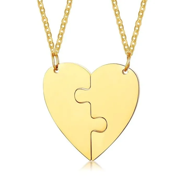 Hart hanger met ketting - custom made gegraveerde naam - 2 stuksHalskettingen