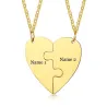 Heart couple necklace - friendship - puzzle pieces - 2pcs