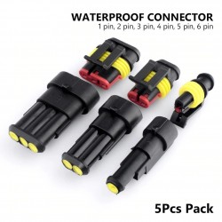 Waterproof connectors - electrical wire plug terminals - 1-6 pins - cars - trucks - motorcycles - 5 pieces