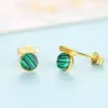 Aretes925 sterling silver - solid stud earrings - malachite