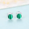 925 sterling silver - solid stud earrings - malachite