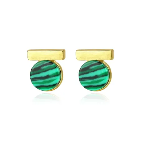 Elegante ronde oorknopjes - met groene malachiet - 925 sterling zilverOorbellen