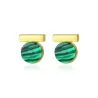 Aretes925 sterling silver - solid stud earrings - malachite