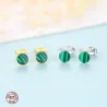 Aretes925 sterling silver - solid stud earrings - malachite