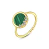 Elegante ring met malachiet en zirkonia - 925 sterling zilver - aanpasbaarRingen