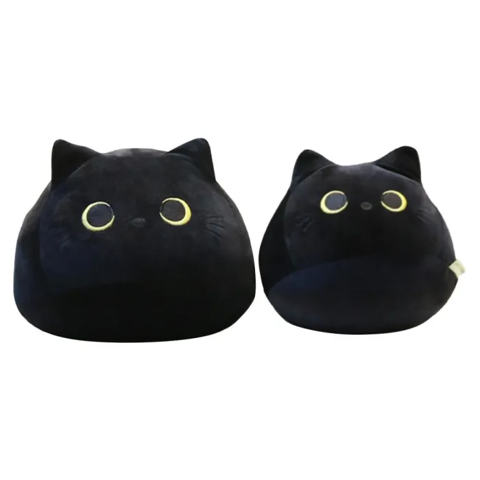 Zwarte kat - katoenen kussen - knuffelKnuffels