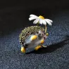 Small hedgehog with a flower - brooch