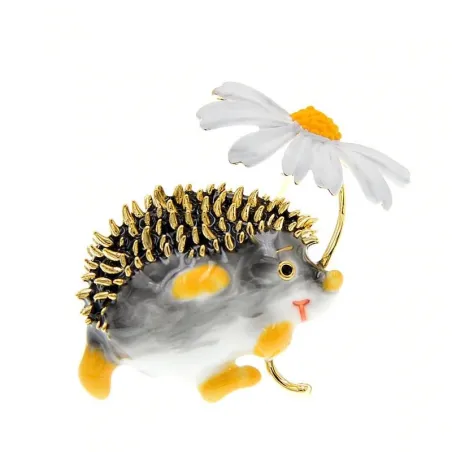 Small hedgehog with a flower - brooch