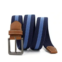 Braided belt with metal buckle