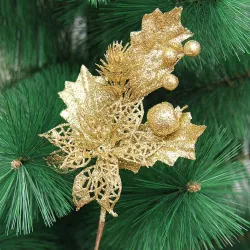 Artificial flowers with glitter - Christmas tree - 1pc