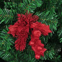 NavidadArtificial flowers with glitter - Christmas tree - 1pc