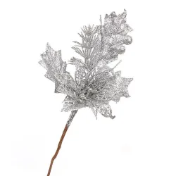 Artificial flowers with glitter - Christmas tree - 1pc