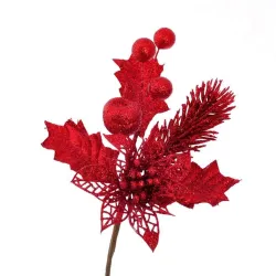 NavidadArtificial flowers with glitter - Christmas tree - 1pc