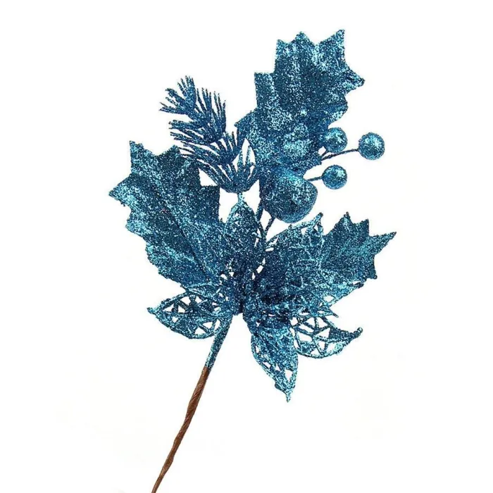 Artificial flowers with glitter - Christmas tree - 1pc
