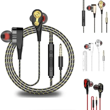 Téléphones d'oreilles - oreillettes - basse haute - double lecteur - avec microphone - 3.5mm