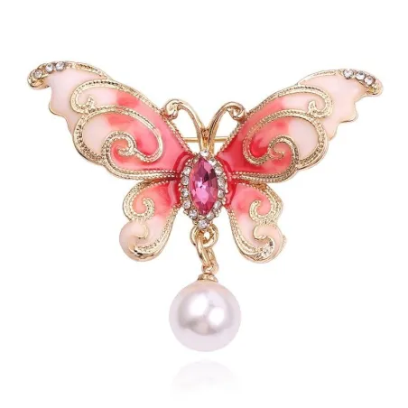 Broche de cristal - borboleta - cabides - folhas