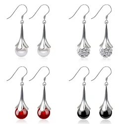 Elegant long earrings with opal