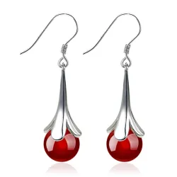 Elegant long earrings with opal