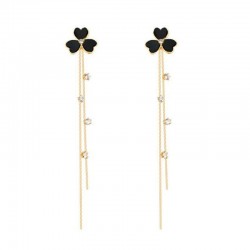Clover tassel earrings for women - with crystal decoration