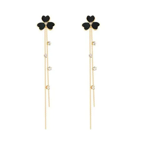 AretesClover tassel earrings for women - with crystal decoration
