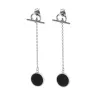 Chain with a black circle - long earrings