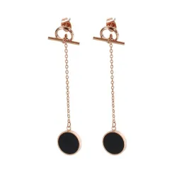 Chain with a black circle - long earrings