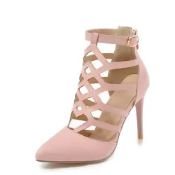 Sexy suede high heels - pumps - with a zipper and a buckle