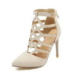 Sexy suède pumps - pumps - met ritssluiting en gespHoge hakken