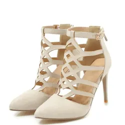 Sexy suède pumps - pumps - met ritssluiting en gespHoge hakken