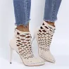 Suede studded pumps - high heels with a back zipper
