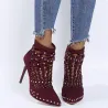 Suede studded pumps - high heels with a back zipper