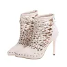 Suede studded pumps - high heels with a back zipper