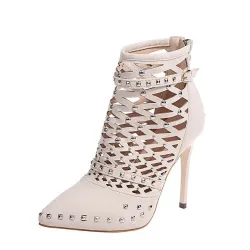Suede studded pumps - high heels with a back zipper