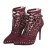 Suede studded pumps - high heels with a back zipper