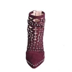 Suede studded pumps - high heels with a back zipper