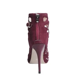 Suede studded pumps - high heels with a back zipper
