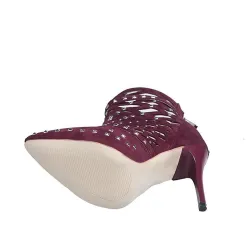 Suede studded pumps - high heels with a back zipper
