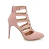 Sexy suede high heels - pumps - with a zipper and a buckle