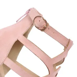 Sexy suede high heels - pumps - with a zipper and a buckle